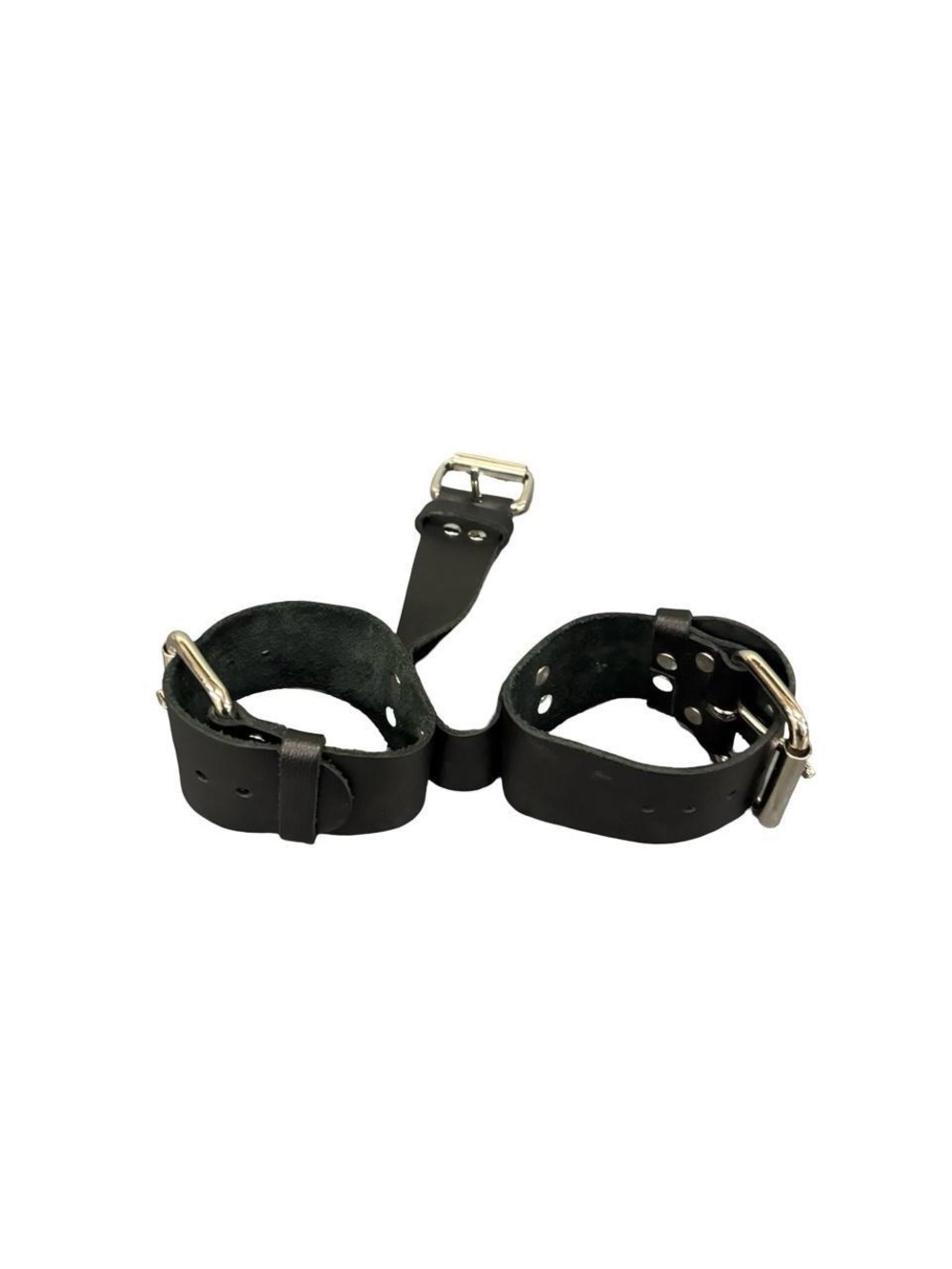 Black Genuine Leather Hand/ankle cuffs restraints harness